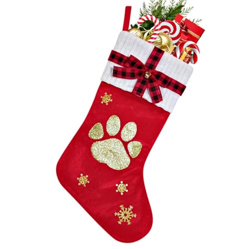 Buchstaben ABC-Z Weihnachtsstrümpfe, Weihnachten hängende Taschen Stickereien Dekoration Weihnachtsfeiertagsstrumpf Weihnachtsbaum Kamin Ornamente Geschenkhalter (45CM,Fußabdrücke) von KATITFENXK