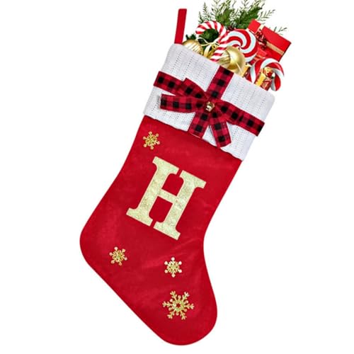 Buchstaben ABC-Z Weihnachtsstrümpfe, Weihnachten hängende Taschen Stickereien Dekoration Weihnachtsfeiertagsstrumpf Weihnachtsbaum Kamin Ornamente Geschenkhalter (45CM,H) von KATITFENXK