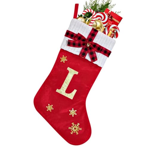 Buchstaben ABC-Z Weihnachtsstrümpfe, Weihnachten hängende Taschen Stickereien Dekoration Weihnachtsfeiertagsstrumpf Weihnachtsbaum Kamin Ornamente Geschenkhalter (45CM,L) von KATITFENXK