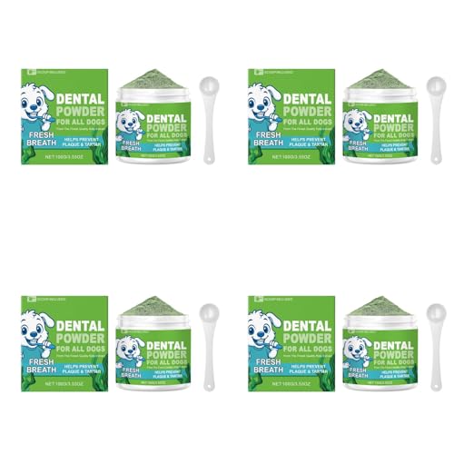KATITFENXK 100g Zahnpulver für Hunde & Katzen, Plaque Off & Zahnsteinentferner Frischer Atem Zahnreinigungspulver für Hunde, Hundezahnpflege (4PCS,100G) von KATITFENXK