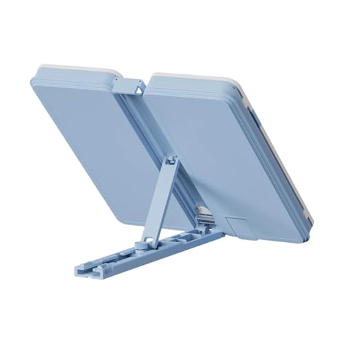KATITFENXK Einstellbar Leseständer Federmäppchen 2in1 Faltbar Buchhalter Kochbuchhalter Mit Pen Storage Organizer, Cookbook Stand Multifunctional Bücherständer (Blau,As Show) von KATITFENXK