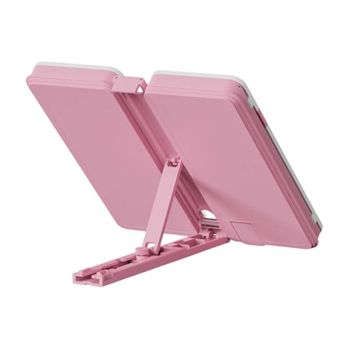 KATITFENXK Einstellbar Leseständer Federmäppchen 2in1 Faltbar Buchhalter Kochbuchhalter Mit Pen Storage Organizer, Cookbook Stand Multifunctional Bücherständer (Pink,As Show) von KATITFENXK