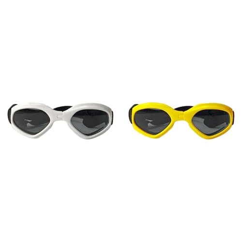 KATITFENXK Hundebrille Oval Sonnenbrille für Mittlere Hunde Anti-UV Schutzbrille, Augenschutz Winddichte Wasserdichter Dog Polarized Sunglasses mit Verstellbarer Riemen (2C,15CM) von KATITFENXK