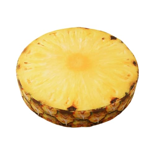 KATITFENXK Stuhlkissen ø39cm Runde Sitzkissen Früchte Kiwi Gartenkissen Ananas Gartenstühle Stuhlauflage,Waschbar Sitzpolster Auflage Garten Kissen für Office Sessel (Ananas,ø39CM) von KATITFENXK