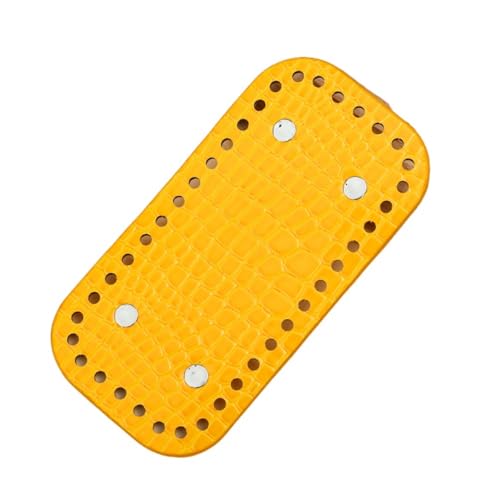 Taschenboden zum DIY Häkeln, Krokodillederimitat Rechteck Taschenboden, PU Leder Boden der Tasche, Kunstleder Boden Tasche Häkeln, für Handtasche DIY Häkelzubehör (22 * 10CM,Gelb) von KATITFENXK