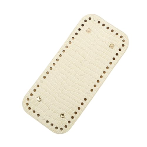 Taschenboden zum DIY Häkeln, Krokodillederimitat Rechteck Taschenboden, PU Leder Boden der Tasche, Kunstleder Boden Tasche Häkeln, für Handtasche DIY Häkelzubehör (28 * 13CM,Hellbeige) von KATITFENXK