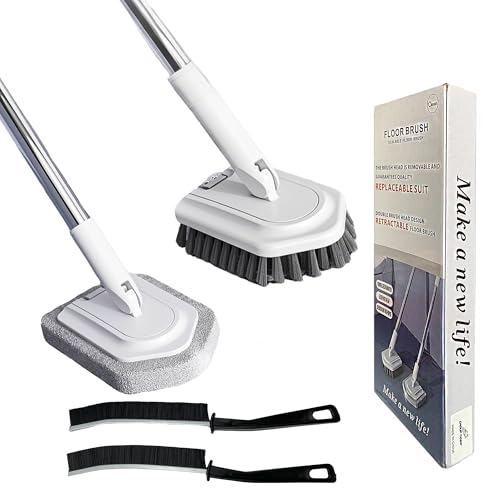 KATLKIU 120 cm ausziehbares Scheuerbürsten-Set mit 2 Bürstenköpfen, 2 Fugendüsen, 2 Wandhaken, robustes Boden- und Fliesenreinigungswerkzeug, Wände, Dusche und Ecken KATLKIU 120 cm ausziehbares Scheuerbürsten-Set mit 2 Bürstenköpfen, 2 Fugendüsen, 2 Wandhaken, robustes Boden- und Fliesenreinigungswerkzeug, Wände, Dusche und Ecken von KATLKIU