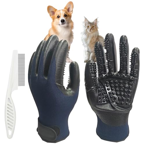 KATLKIU 2 x Haustier-Handschuhe + 1 x Flea Comb Dog Cat Universal Bath Massage Brush Shdding Gloves Clean Left and Right Hand Universal KATLKIU 2 x Haustier-Handschuhe + 1 x Flea Comb Dog Cat Universal Bath Massage Brush Shdding Gloves Clean Left and Right Hand Universal von KATLKIU