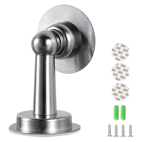 Leistungsstarker magnetischer Türstopper, starker magnetischer Türstopper aus Edelstahl für Wand oder Boden mit 3M doppelseitigem Klebeband ohne Bohren Installation von KATLKIU