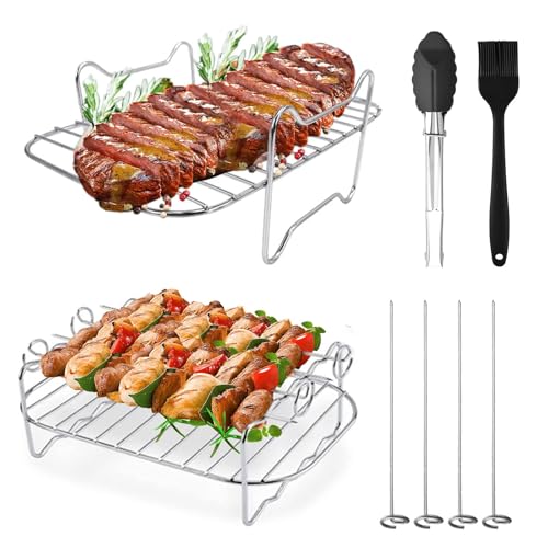 Zweiteiliges Heißluftfritteusen-Zubehör-Set, inklusive Backofengabel (mit 4 Streifen) und Kochbürste, für Fritteusen aller Marken von KATLKIU