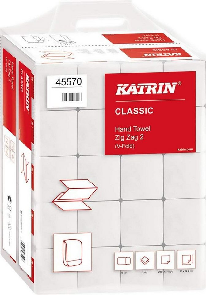 KATRIN Papierhandtuch Katrin Handtücher ZZ-Falz 2-lagig weiss 20 x 200 Stück von KATRIN