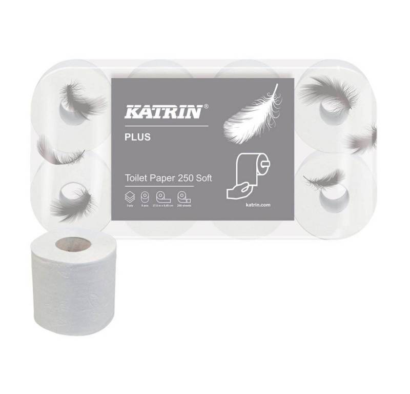 KATRIN Toilettenpapier KATRIN 11711 Toilettenpapier PLUS 250 SOFT 3-lagig 72 Rollen von KATRIN