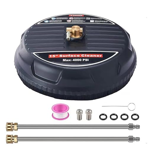 Aim Tools 15 Zoll Hochdruckreiniger Oberflächenreiniger Aufsatz 4000 PSI Bodenreinigungs Power Washer Zubehör mit 2 x 16 Verlängerungsstäben und 2 Ersatzdüsen von KATSU Tools