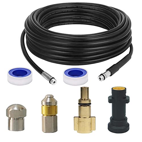 KATSU Tools Hochdruckschlauch 15M 160Bar mit Strahldüse und rotierender Strahldüse, Kompatibel mit Kärcher K2-K7 und Lavor, Schwarz, 10m PE+Nylon+PVC+Edelstahl Schlauch, 1er Pack von KATSU Tools