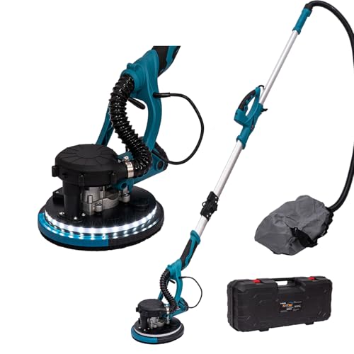 KATSU Tools Elektrischer Trockenbauschleifer 800W mit klappbarem Teleskopgriff, automatischer Staubabsaugung, LED-Licht, variabler Geschwindigkeit, 225 mm Schleifscheiben, im Koffer von KATSU Tools