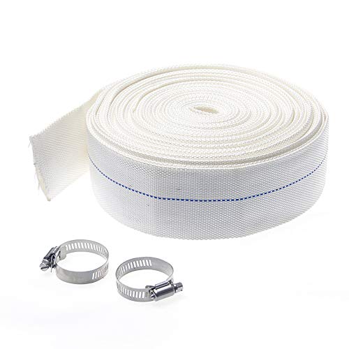 KATSU Flachschlauch Ablaufschlauch 20M x 38 mm, geruchsfrei, mit 2 Clips für Tauch- und andere Wasserpumpen, Abflussteiche, Gartenbewässerung, Whirlpools, Schwimmbecken, Weiß 664345 von KATSU Tools