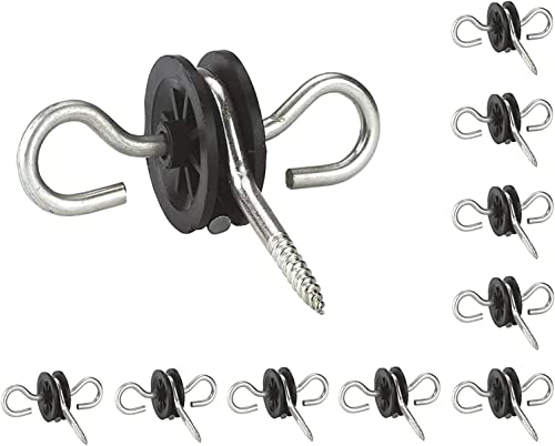 KATSU 10X Elektrozaun Doppelhaken Torgriffisolatoren Strapazierfähige Verzinkte Elektrozaun-Zubehör für Holzpfähle, Litze, Seil, Draht und Band 667102 von KATSU Tools