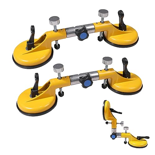 KATSU 2 Pack Stone Seam Setter Suction Cup 90° - 270° Adjustable Heavy Duty Double Suction Pads 2 x 130mm, Aluminum Tile Suction Cup Lifter for Joining Leveling and Aligning Tiles von KATSU Tools