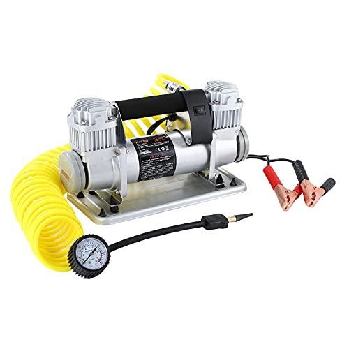 KATSU Auto Luftkompressor Doppelzylinder 150 PSI 12V 50Amp 4WD Großes Volumen Professionelle tragbare Luftkompressor Reifenpumpe für Auto Auto Van Trucks Schlauchboote 451715 von KATSU Tools