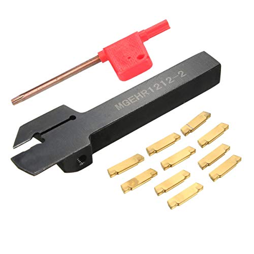 KATSU Drehmaschine Drehen Werkzeughalter Wendeschneid Platten Abstichwerkzeughalter mit 10 Einsätzen MGEHR1212-2 & MGMN200 Einsätze 111102 von KATSU Tools