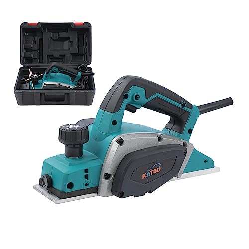 KATSU Elektrischer Hobel 600 W Elektro Hobelmaschine Elektrohobel Handhobel mit 82mm Hobelbreite und 1mm Spantiefe, im Karton, für die Holzbearbeitung Türen und Möbeln, Electric Planer von KATSU Tools