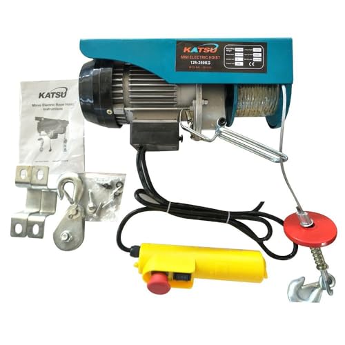 KATSU Elektrischer Seilhebezug 250KG 550 W mit 18M Stahlseil Hebezug Seilzug und Fernbedienung Elektrische Seilwinde Motorwinde Elektroseilzug für Garage, Autowerkstatt, Deckenhebebühne KATSU Elektrischer Seilhebezug 250KG 550 W mit 18M Stahlseil Hebezug Seilzug und Fernbedienung Elektrische Seilwinde Motorwinde Elektroseilzug für Garage, Autowerkstatt, Deckenhebebühne von KATSU Tools