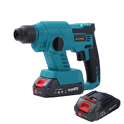 KATSU FIT-BAT 21V Akku-Bohrhammer SDS Rotationbohrhammer mit 2 x 1,5Ah Akku und Ladegerät zum Bohren von Beton, Stahl und Holz (Budget) von KATSU Tools