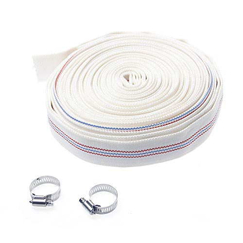 KATSU Flachschlauch Ablaufschlauch 20 m x 25 mm, geruchsfrei, mit 2 Clips für Tauch- und andere Wasserpumpen, Abflussteiche, Gartenbewässerung, Whirlpools, Schwimmbecken, Weiß 664325 von KATSU Tools