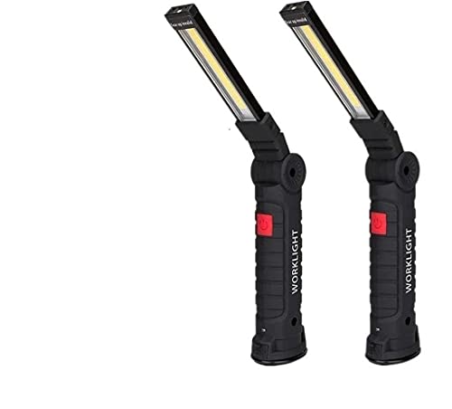 KATSU LED Arbeitsleuchte 2 Stück, Portable Wiederaufladbare Lampe Taschenlampe COB Inspektionsleuchten mit Magnetfuß, 360° Drehbar, 5 Modi, für Auto Reparatur, Werkstatt, Camping, Notfall von KATSU Tools