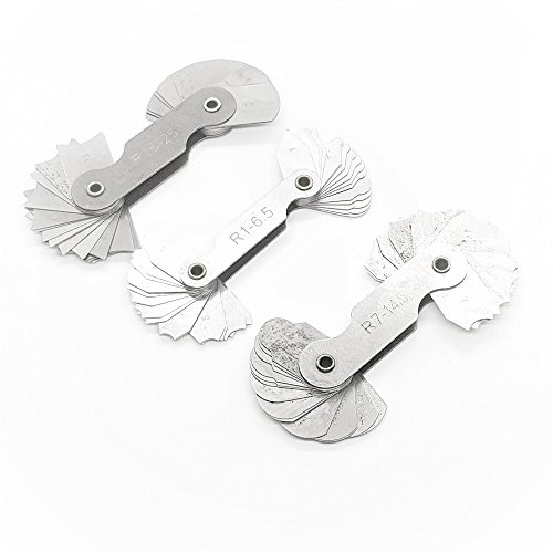 KATSU Radienlehre 3 Stück R1–6,5/R7–14,5/R15–25 Metall Radius Filetlehre Lehr Tragbares konkaves konvexes Messwerkzeug Ingenieure 40110802 von KATSU Tools