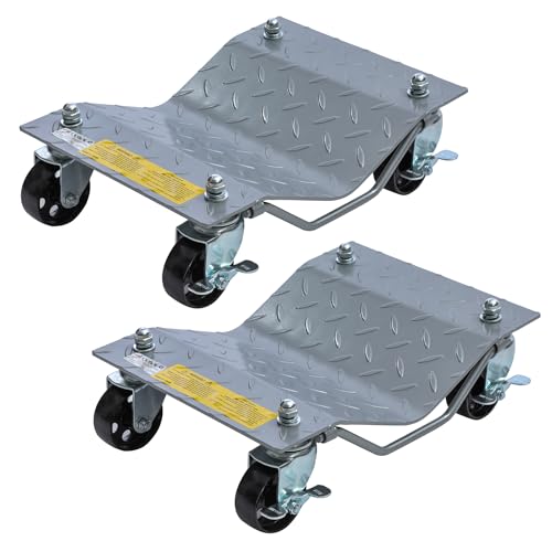 KATSU Tools 2 Stück Rad Rangierheber 1,5 Ton Tragkraft, Mobile Reifenplattform 40x30cm und feststellbare Wagenheber Rangierbrett Autowerk Rangierhilfe Auto PKW Rangierroller von KATSU Tools