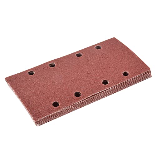 KATUR 10 Stück Schleifblatt 93 x 185 mm Klett-Schleifpapier 80er Körnung, 8 Löcher rechteckiges Schleifpapier passend für Bosh Sheet Exzenterschleifer Multi-Sander von KATUR