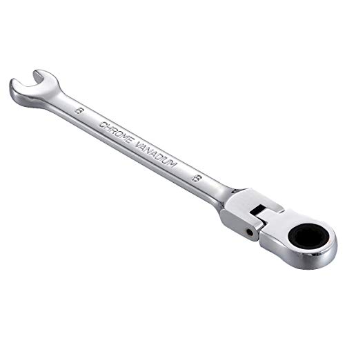 KATUR Ratschenschlüssel, 8 mm, flexibler schwenkbarer Kopf, Ratschenschlüssel, Chrom-Vanadium-Stahl, metrisches Werkzeug von KATUR