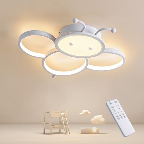 KAUCQI LED Deckenlampe Kinderzimmer Lampe Decke Deckenleuchte Schlafzimmer Dimmbar mit Fernbedienung Nachtlichtfunktion 3000K-6000K Biene Deckenleuchten für Kinder Deckenlampe Wohnzimmer,40CM von KAUCQI