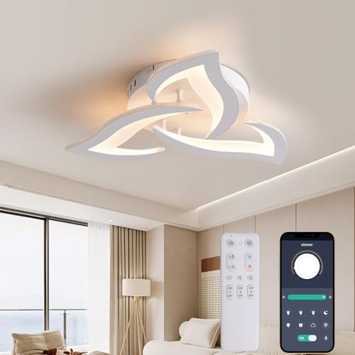 KAUCQI Dimmbar LED Deckenleuchte Schlafzimmer 56CM Deckenlampe für Wohnzimmer Moderne Wohnzimmerlampe mit Fernbedienung 3000-6000K Decken Lampe für Kinderzimmer Küche von KAUCQI