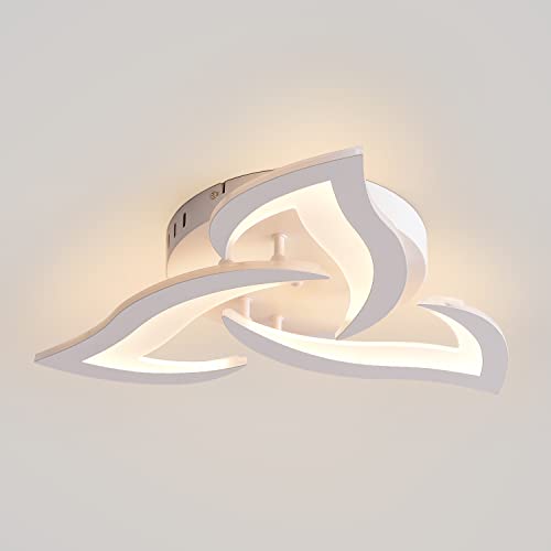 KAUCQI LED Deckenleuchte 56CM/3000K Moderne Deckenlampe Schlafzimmer Wohnzimmerlampe Weiß Lampe Deck Petal Deckenleuchten Deckenbeleuchtung für Schlafzimmer Kinderzimmer Küche von KAUCQI