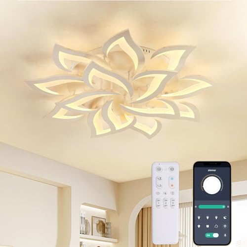KAUCQI LED Deckenleuchte Wohnzimmer, 100CM/84W Dimmbar Deckenlampe Moderne Wohnzimmerlampe mit Fernbedienung 3000K-6000K Grande Decken Lampe für Hallway Küche von KAUCQI