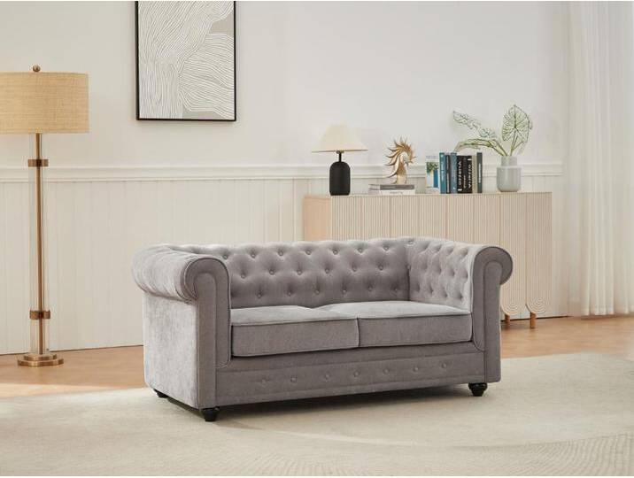 2-Sitzer-Sofa - Stoff - Grau - CHESTERFIELD von KAUF-UNIQUE.de