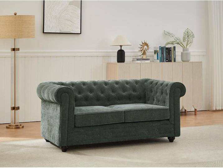 2-Sitzer-Sofa - Stoff - Grün - CHESTERFIELD von KAUF-UNIQUE.de