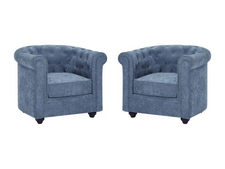 2er-Set Sessel - Stoff - Blau - CHESTERFIELD von KAUF-UNIQUE.de