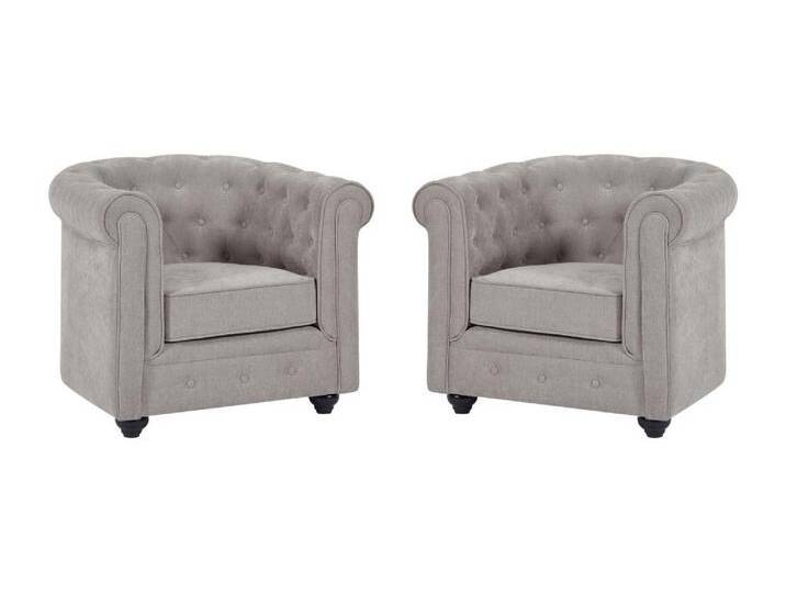 2er-Set Sessel - Stoff - Grau - CHESTERFIELD von KAUF-UNIQUE.de