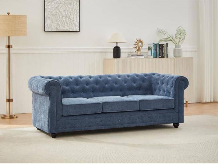 3-Sitzer-Sofa - Stoff - Blau - CHESTERFIELD von KAUF-UNIQUE.de