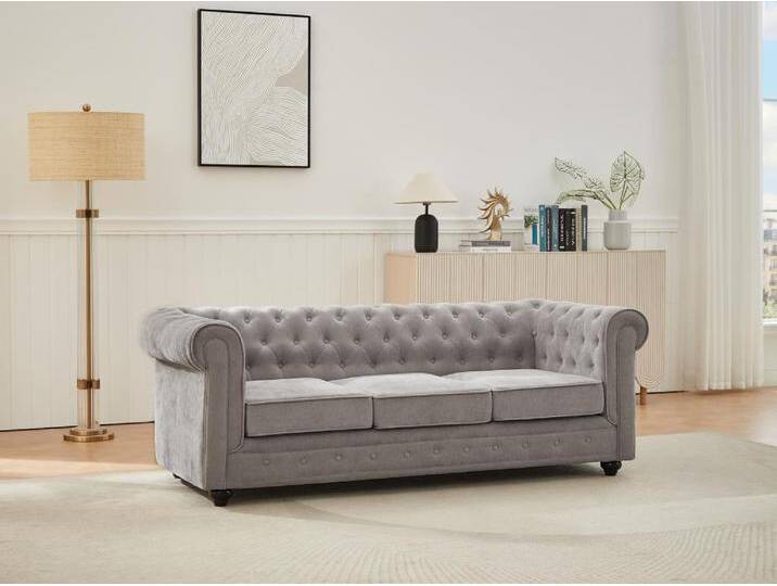 3-Sitzer-Sofa - Stoff - Grau - CHESTERFIELD von KAUF-UNIQUE.de