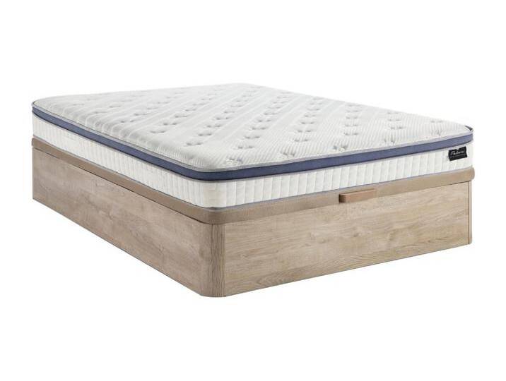 Bett-Set 140x190 cm - Bettkasten Natur hell + Hybrid-Matratze Taschenfederkern 7 Zonen + Memory + Latex - 25 cm - MALAO von PALACIO von KAUF-UNIQUE.de
