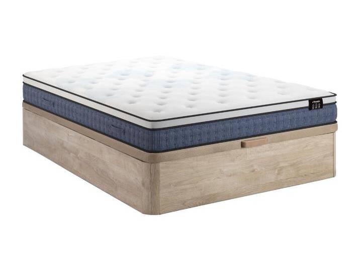 Bett-Set 140x190 cm - Bettkasten Natur hell + Taschenfederkernmatratze 7 Zonen + Memory-Gel - 23 cm - VARNO von YSMÉE von KAUF-UNIQUE.de