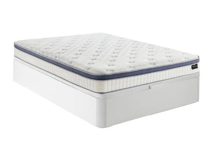 Bett-Set 140x190 cm - Bettkasten Weiß + Hybrid-Matratze Taschenfederkern 7 Zonen + Memory + Latex - 25 cm - MALAO von PALACIO von KAUF-UNIQUE.de