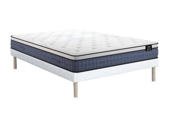 Bett-Set 140x190 cm - Polsterbettgestell + Taschenfederkernmatratze 7 Zonen + Gel-/Viscoschaum - 23 cm - VARNO von YSMÉE Bett-Set 140x190 cm - Polsterbettgestell + Taschenfederkernmatratze 7 Zonen + Gel-/Viscoschaum - 23 cm - VARNO von YSMÉE von KAUF-UNIQUE.de