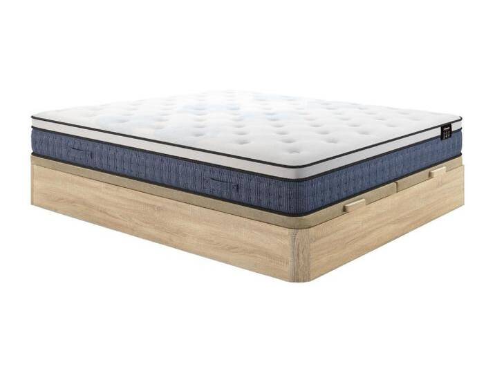 Bett-Set 180x200 cm - Bettkasten Natur hell + Taschenfederkernmatratze 7 Zonen + Memory-Gel - 23 cm - VARNO von YSMÉE von KAUF-UNIQUE.de