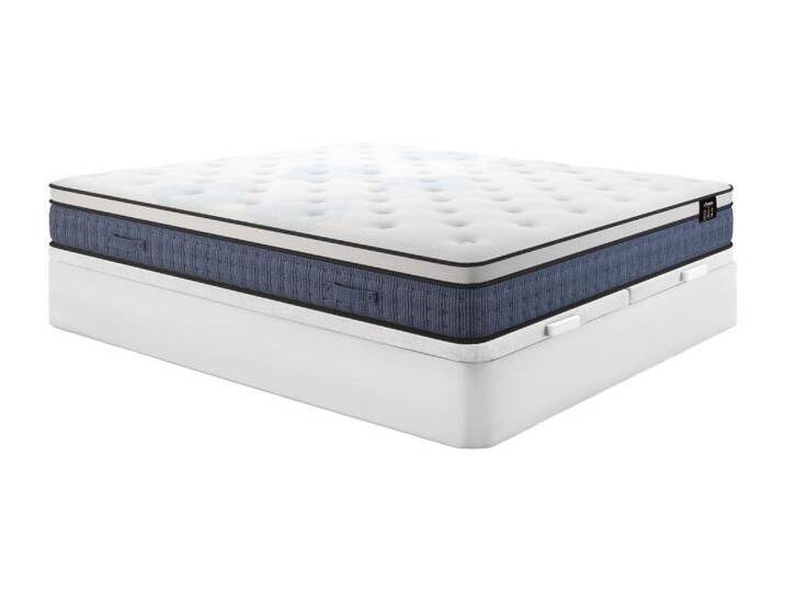 Bett-Set 180x200 cm - Bettkasten Weiß + Taschenfederkernmatratze 7 Zonen + Memory-Gel - 23 cm - VARNO von YSMÉE von KAUF-UNIQUE.de