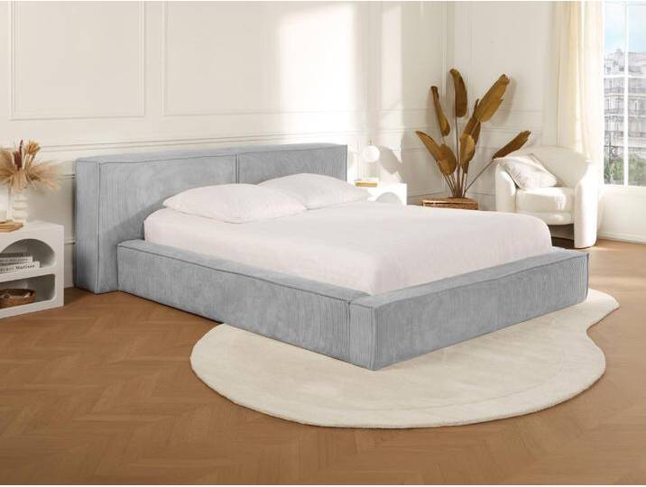 Bett mit Bettkasten - 160 x 200 cm - Cord - Hellgrau - TIMANO von Pascal Morabito Bett mit Bettkasten - 160 x 200 cm - Cord - Hellgrau - TIMANO von Pascal Morabito von KAUF-UNIQUE.de